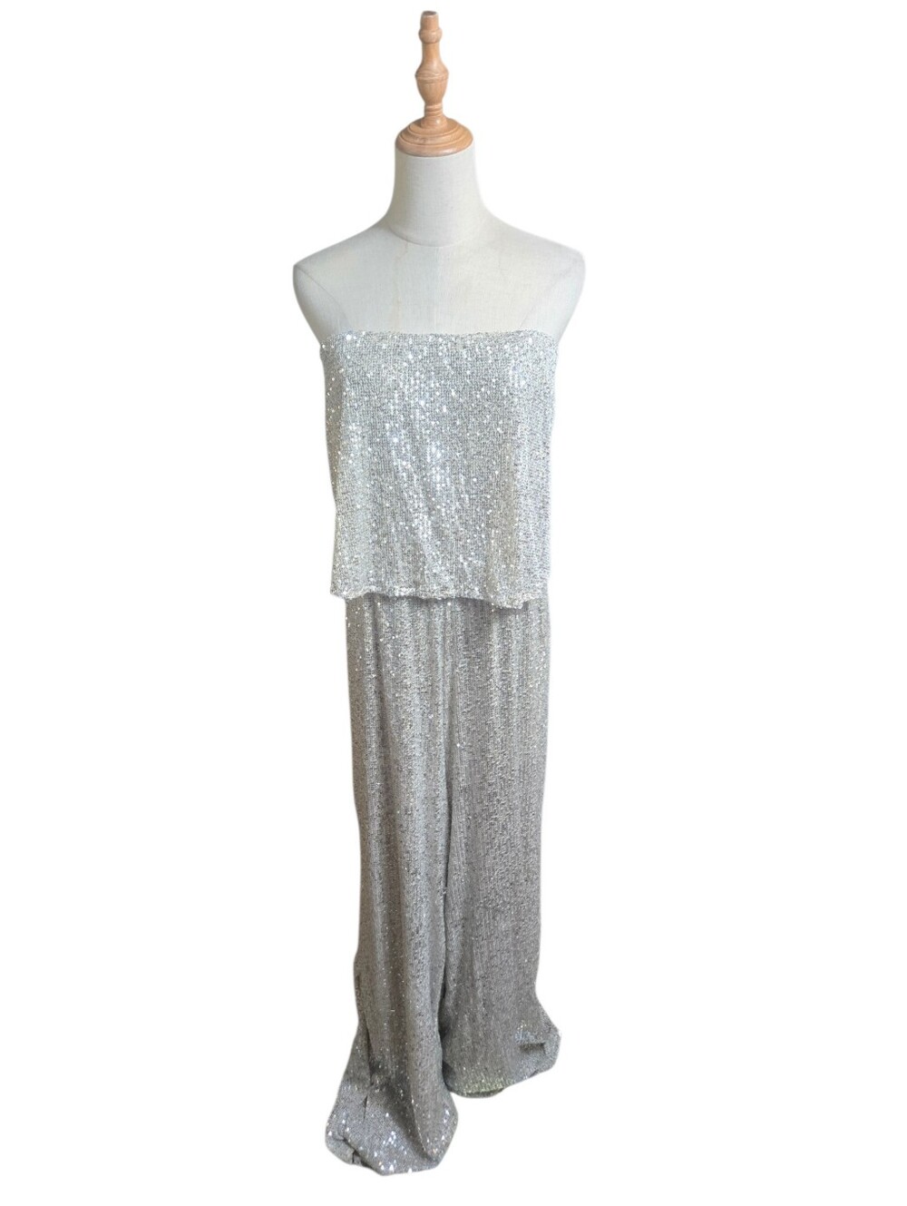 VENUS Champagne Silver Sequin Strapless Jumpsuit PLUS SIZE NWT